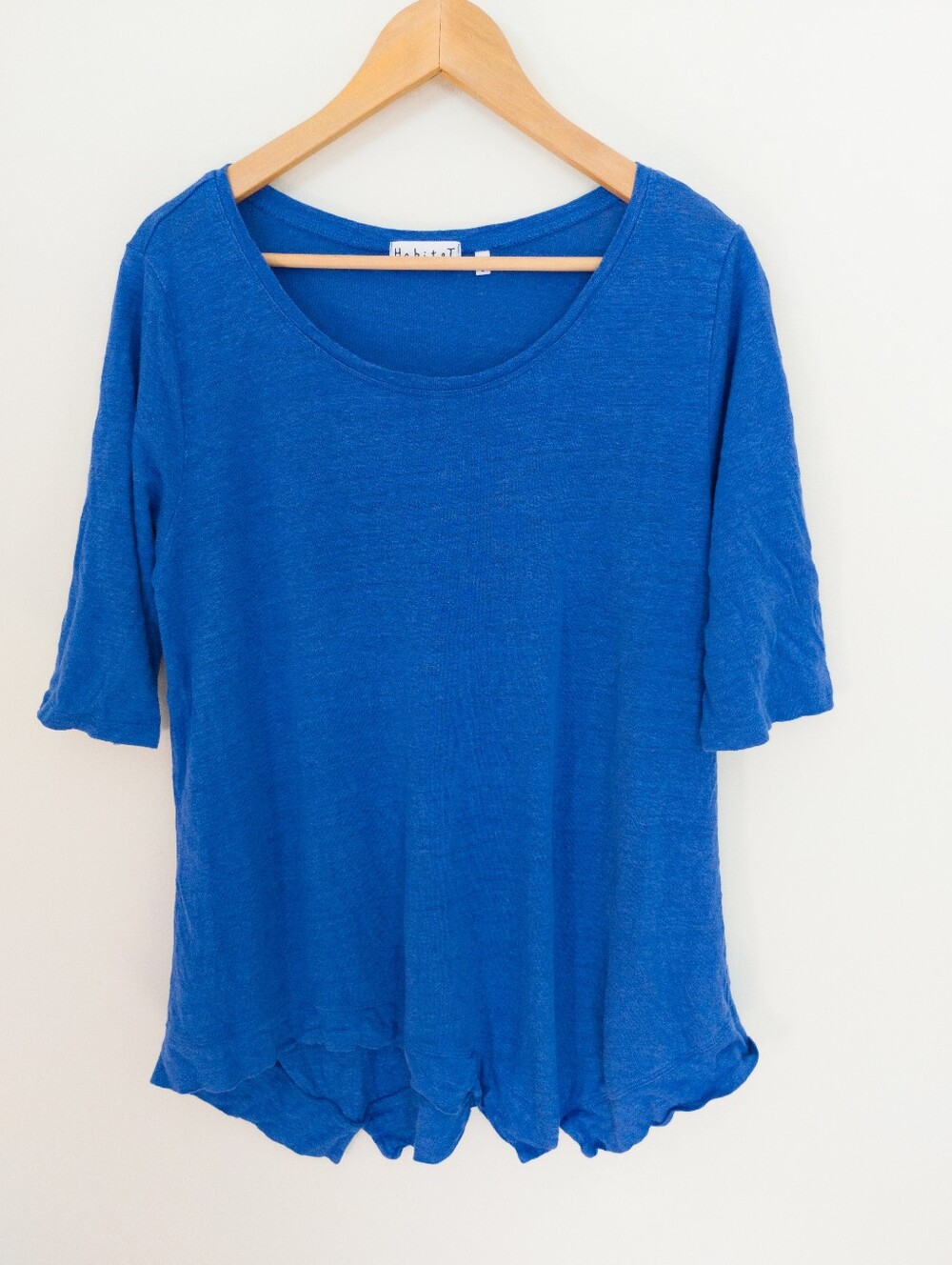 Habitat 100% Linen Top Large Blue Relaxed Fit Lightweight Summer Blouse